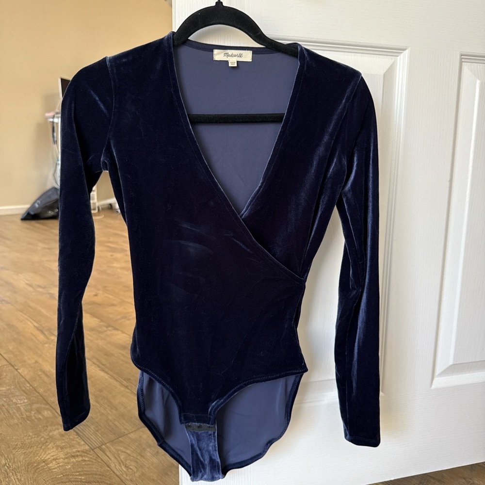 Madewell Navy Velvet Bodysuit